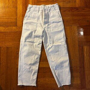 MOTHER women's white denim jeans cropped